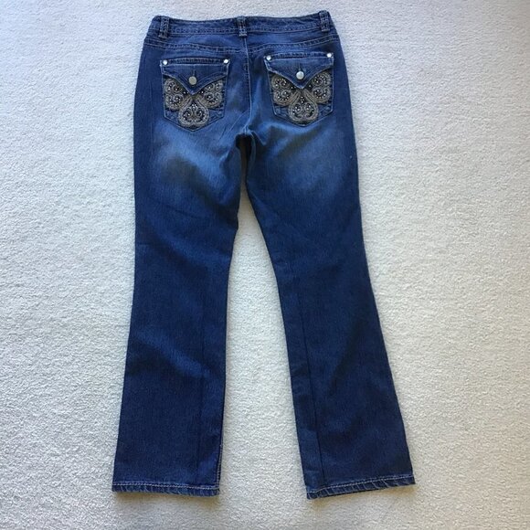 NINE WEST JEANS SIZE 8 RAMSES BLING BOOT - Picture 1 of 8